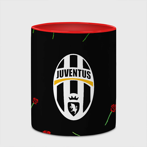 Кружка цветная Ювентус розы паттерн / 3D-Белый + красный – фото 2