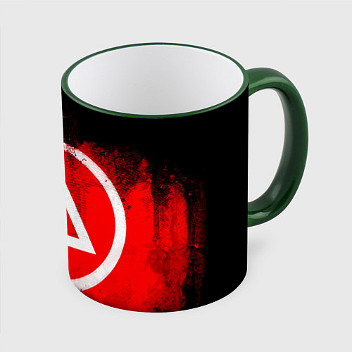 Кружка цветная Linkin Park: Red style / 3D-Зеленый кант – фото 1