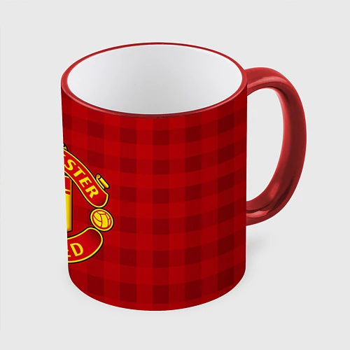 Кружка цветная Manchester United / 3D-Красный кант – фото 1