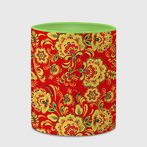 Кружка цветная Хохлома / 3D-Белый + светло-зеленый – фото 2