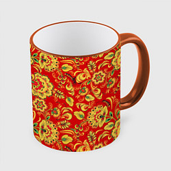 Кружка 3D Хохлома, цвет: 3D-оранжевый кант