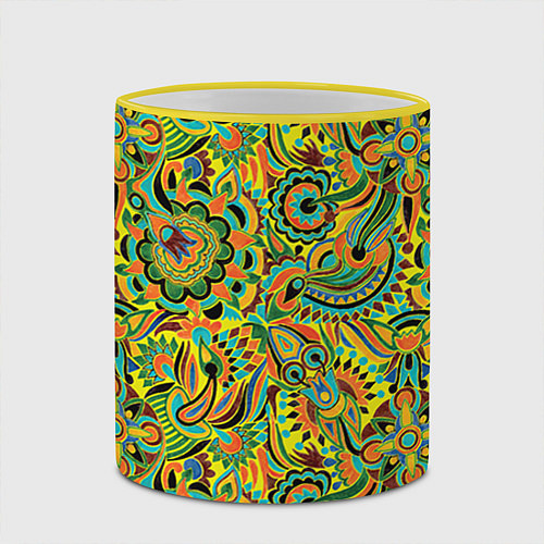 Кружка цветная Узор / 3D-Желтый кант – фото 2