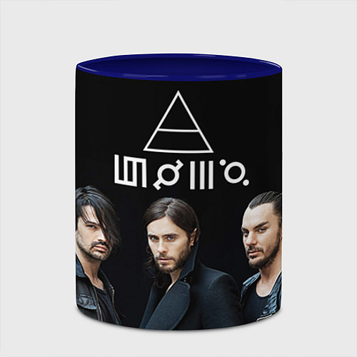 Кружка цветная 30 seconds to mars / 3D-Белый + синий – фото 2