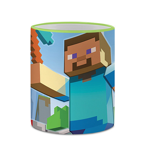 Кружка цветная Minecraft World / 3D-Светло-зеленый кант – фото 2