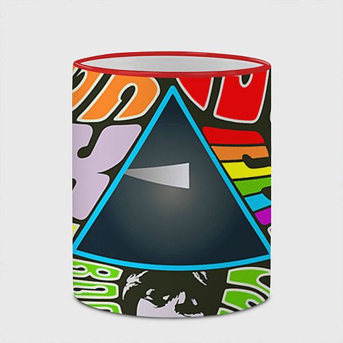 Кружка цветная Pink Floyd / 3D-Красный кант – фото 2