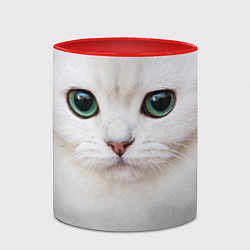 Кружка 3D Белый котик, цвет: 3D-белый + красный — фото 2