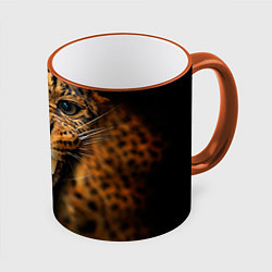 Кружка 3D Рык леопарда, цвет: 3D-оранжевый кант