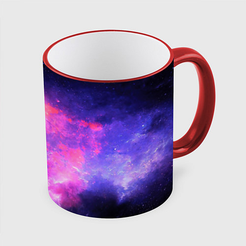 Кружка цветная Космос / 3D-Красный кант – фото 1