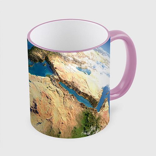 Кружка цветная Земля / 3D-Розовый кант – фото 1