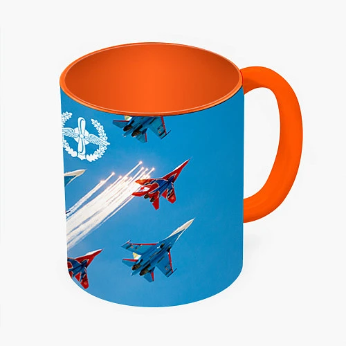 Кружка цветная Самолеты ВВС / 3D-Белый + оранжевый – фото 1