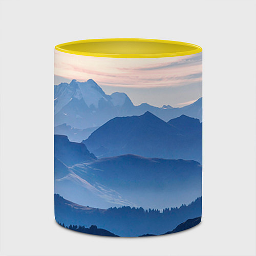 Кружка цветная Горы / 3D-Белый + желтый – фото 2