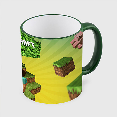 Кружка цветная Minecraft Tree / 3D-Зеленый кант – фото 1
