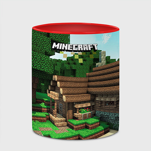 Кружка цветная Minecraft House / 3D-Белый + красный – фото 2