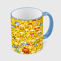 Кружка 3D Emoji, цвет: 3D-небесно-голубой кант