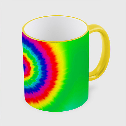 Кружка цветная Tie dye / 3D-Желтый кант – фото 1