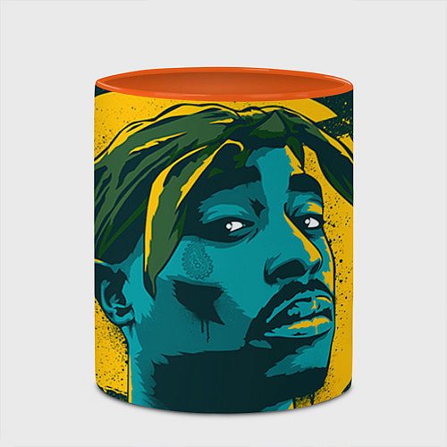 Кружка цветная 2Pac Shakur / 3D-Белый + оранжевый – фото 2