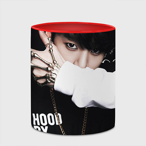 Кружка цветная BTS: Hood by air / 3D-Белый + красный – фото 2