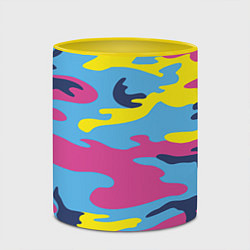 Кружка 3D Камуфляж: голубой/розовый/желтый, цвет: 3D-белый + желтый — фото 2