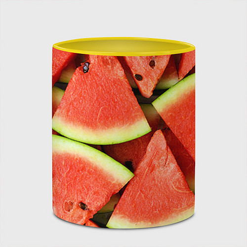 Кружка цветная Дольки арбуза / 3D-Белый + желтый – фото 2