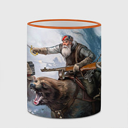 Кружка 3D Русский воин на медведе, цвет: 3D-оранжевый кант — фото 2