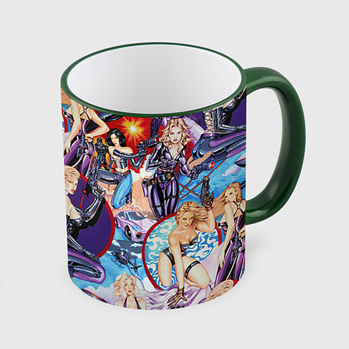 Кружка цветная Как у Мэтт Тейлора с девушками / 3D-Зеленый кант – фото 1