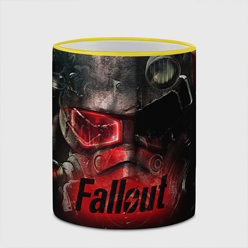 Кружка цветная Fallout Red / 3D-Желтый кант – фото 2