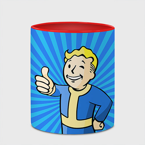 Кружка цветная Fallout Blue / 3D-Белый + красный – фото 2