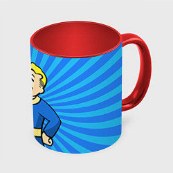 Кружка 3D Fallout Blue, цвет: 3D-белый + красный