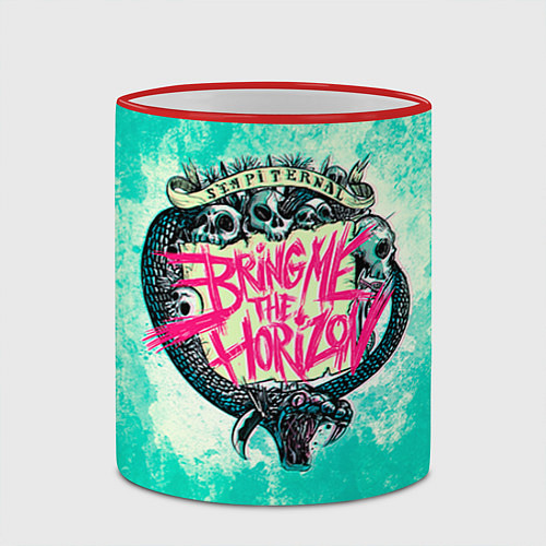 Кружка цветная BMTH: Sempiternal / 3D-Красный кант – фото 2