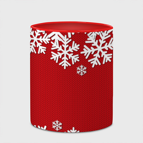 Кружка цветная Снежинки / 3D-Белый + красный – фото 2
