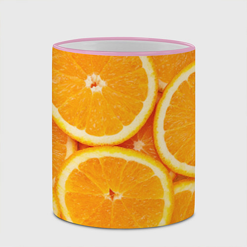 Кружка цветная Апельсинчик / 3D-Розовый кант – фото 2