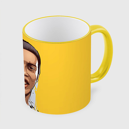 Кружка цветная Ronaldinho Art / 3D-Желтый кант – фото 1
