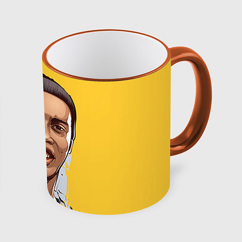 Кружка цветная Ronaldinho Art / 3D-Оранжевый кант – фото 1