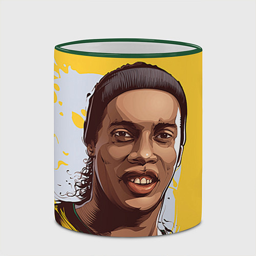 Кружка цветная Ronaldinho Art / 3D-Зеленый кант – фото 2