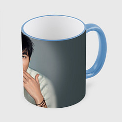 Кружка 3D Lee Min Ho, цвет: 3D-небесно-голубой кант