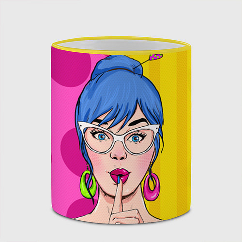 Кружка цветная POP ART / 3D-Желтый кант – фото 2