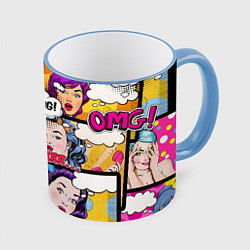 Кружка 3D POP ART, цвет: 3D-небесно-голубой кант
