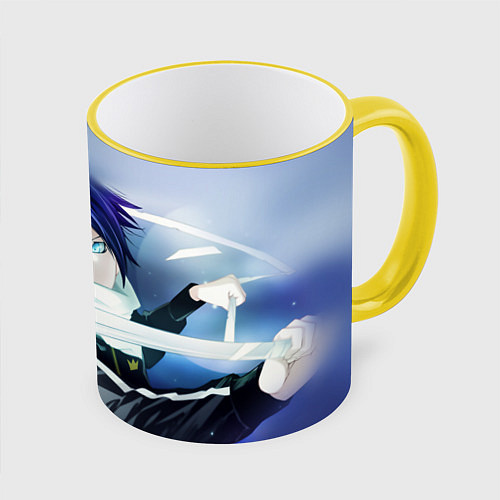 Кружка цветная Бездомный бог / 3D-Желтый кант – фото 1