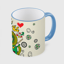 Кружка 3D Червовый король, цвет: 3D-небесно-голубой кант