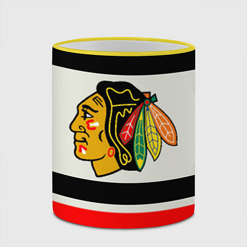 Кружка цветная Chicago Blackhawks / 3D-Желтый кант – фото 2