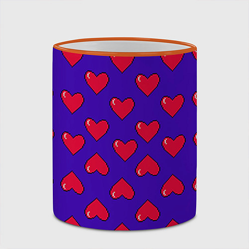 Кружка цветная Hearts Pattern / 3D-Оранжевый кант – фото 2