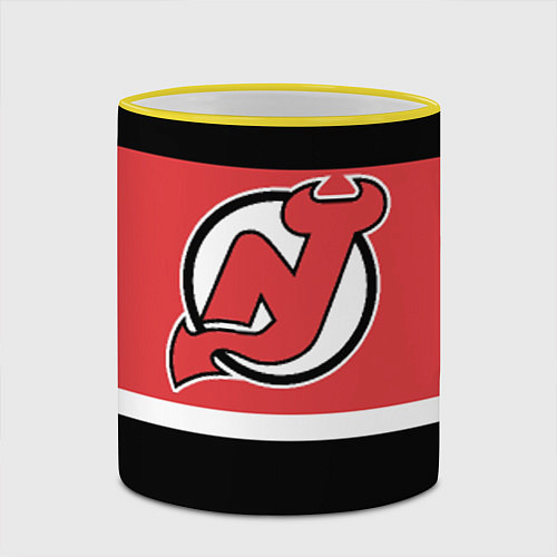Кружка цветная New Jersey Devils / 3D-Желтый кант – фото 2