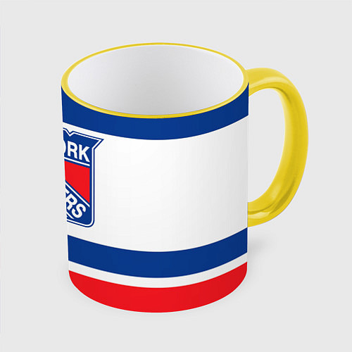 Кружка цветная New York Rangers / 3D-Желтый кант – фото 1