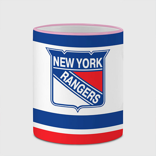 Кружка цветная New York Rangers / 3D-Розовый кант – фото 2