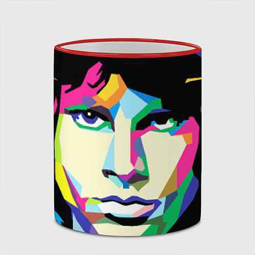 Кружка цветная Jim morrison / 3D-Красный кант – фото 2
