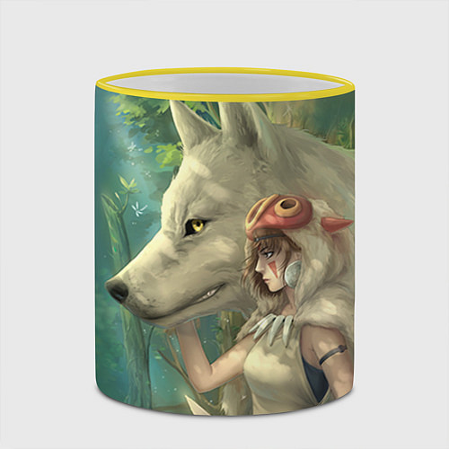 Кружка цветная Принцесса и волк / 3D-Желтый кант – фото 2