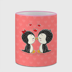 Кружка 3D Влюбленные пингвины, цвет: 3D-розовый кант — фото 2