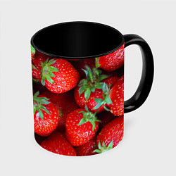Кружка 3D Клубничная, цвет: 3D-белый + черный
