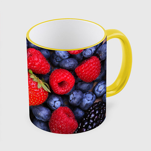 Кружка цветная Berries / 3D-Желтый кант – фото 1