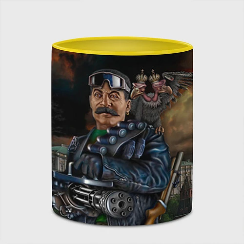 Кружка цветная Сталин военный / 3D-Белый + желтый – фото 2